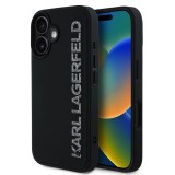 Karl Lagerfeld 3D Rubber Glitter Logo tok iPhone 16 készülékhez fekete