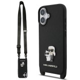Karl Lagerfeld Crossbody Popruh Metal Karl and Choupette Apple iPhone 17 (6.3) hátlapvédő tok fekete (KLHCP17SSAKCPBK)