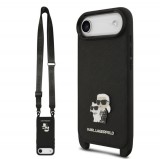 Karl Lagerfeld Crossbody Popruh Metal Karl and Choupette Apple iPhone 17 Air (6.6) hátlapvédő tok fekete (KLHCP17MSAKCPBK)