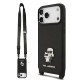 Karl Lagerfeld Crossbody Popruh Metal Karl and Choupette Apple iPhone 17 Pro (6.3) hátlapvédő tok fekete (KLHCP17LSAKCPBK)