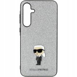 Karl Lagerfeld Fixed Glitter Choupette Logo Metal Pin Samsung Galaxy A35 hátlap tok, ezüst, KLHCSA35GCNPSG