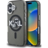Karl Lagerfeld IML Glitter Karl and Choupette Sketch iPhone 16 MagSafe kompatibilis hátlap tok, fekete