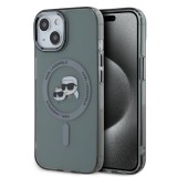 Karl Lagerfeld IML K&CH Heads Metal Frame MagSafe Apple iPhone 15 (6.1) hátlapvédő tok fekete (KLHMP15SHLSKCK)