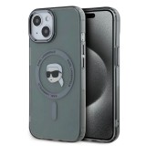 Karl Lagerfeld IML Karl Head Metal Frame MagSafe tok iPhone 15 készülékhez fekete