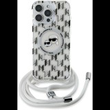 Karl Lagerfeld IML Monogram Crossbody K and CH Heads iPhone 16 Pro Max átlátszó MagSafe tok (KLHMP16XHCKCKLCT)