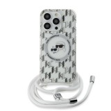 Karl Lagerfeld IML Monogram Crossbody K&CH Heads MagSafe tok iPhone 14 Pro Max készülékhez átlátszó
