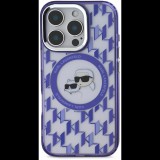 Karl Lagerfeld IML Monogram K and CH Heads iPhone 16 Pro lila MagSafe tok (KLHMP16LHMCKMHU)