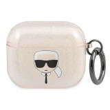 Karl Lagerfeld KLA3UKHGD AirPods 3 arany csillogós tok Karl Lagerfeld fej