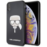Karl Lagerfeld KLHCI65DLHBK Iconic Glitter Karl's Head tok iPhone XS Max - fekete