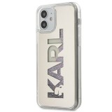 Karl Lagerfeld KLHCP12SKLMLGR iPhone 12 mini 5,4" ezüst keménytok Mirror folyékony csillogó kristályos Karl Lagerfeld tok