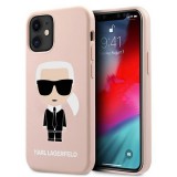 Karl Lagerfeld KLHCP12SSLFKPI iPhone 12 mini 5,4" kemény tok világos rózsaszín szilikon Ikonikus