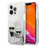 Karl Lagerfeld KLHCP13XGKCS Karl&Choupette keménytok iPhone 13 Pro Max - ezüst folyékony csillogó kristályos