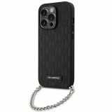 Karl Lagerfeld KLHCP14LSACKLHPK iPhone 14 Pro 6.1" fekete keménytok Saffiano monogramos lánccal