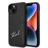 Karl Lagerfeld KLHCP14MCSSK iPhone 14 Plus 6,7" keménytok fekete Signature Logo kártyatartóval