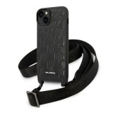 Karl Lagerfeld KLHCP14MSTMK iPhone 14 Plus 6.7" keménytok fekete/fekete Monogram plakett Logo szíj