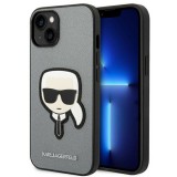 Karl Lagerfeld KLHCP14SSAPKHG iPhone 14 6,1" ezüst keménytok Saffiano Karl&#039;s Head Patch Saffiano Karl fejforma