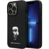 Karl Lagerfeld KLHCP14XSMHKNPK iPhone 14 Pro Max 6.7" fekete szilikon ikonikus fém kitűző tok