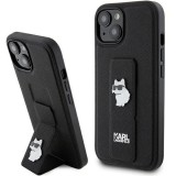 Karl Lagerfeld KLHCP15MGSACHPK iPhone 15 Plus 6.7" fekete keménytok Gripstand Saffiano Choupette Pins