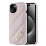 Karl Lagerfeld KLHCP15MPQDSMGP Diagonal Quilted Script tok iPhone 15 Plus - rózsaszín