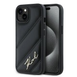 Karl Lagerfeld KLHCP15SPQDSMGK Diagonal Quilted Script tok iPhone 15 - fekete