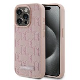 Karl Lagerfeld KLHMP15LPKHPORPP Leather Monogram Metal Logo tok iPhone 15 Pro - rózsaszín