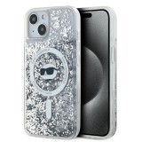 Karl Lagerfeld KLHMP15MLGCHSGH Liquid Glitter Choupette Head MagSafe-kompatibilis tok iPhone 15 Plus - átlátszó