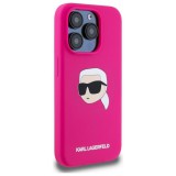 Karl Lagerfeld KLHMP15XSKHPPLF Silicone Karl Head MagSafe-kompatibilis tok iPhone 15 Pro Max - élénk rózsaszín