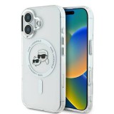 Karl Lagerfeld KLHMP16SHLSKCH iPhone 16 6.1" fehér keménytok IML fém Karl&Choupette fej MagSa