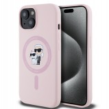 Karl Lagerfeld Liquid Silicone Karl and Choupette Apple iPhone 14 Pro (6.1) MagSafe hátlapvédő tok pink (KLHMP14LSCMKCRHP)