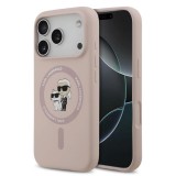 Karl Lagerfeld Liquid Silicone Karl and Choupette MagSafe hátsó tok iPhone 17 Pro készülékhez rózsaszín
