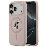 Karl Lagerfeld Liquid Silicone Karl and Choupette MagSafe iPhone 17 Pro hátlap tok, rózsaszín