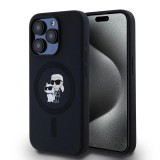 Karl Lagerfeld Liquid Silicone Karl and Choupette MagSafe tok iPhone 15 Pro készülékhez fekete