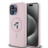 Karl Lagerfeld Liquid Silicone Karl and Choupette MagSafe tok iPhone 15 Pro készülékhez rózsaszín