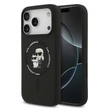 Karl Lagerfeld Liquid Silicone Karl and Choupette MagSafe tok iPhone 17 Pro Max készülékhez fekete