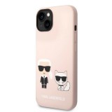 Karl Lagerfeld MagSafe Compatible tok Liquid Silicone Karl and Choupette iPhone 14 Plus készülékhez rózsaszín