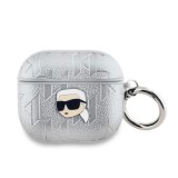 Karl Lagerfeld PU domborított Karl Head tok AirPods 3 készülékhez ezüst