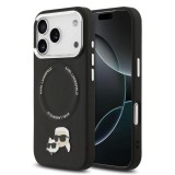 Karl Lagerfeld PU Karl and Choupette Heads Pins MagSafe tok iPhone 17 Pro készülékhez fekete