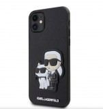 Karl Lagerfeld PU Saffiano Karl and Choupette Apple iPhone 16e (6.1) hátlapvédő tok fekete (KLHCPSE4SANKCPK)