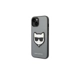 Karl Lagerfeld Saffiano Choupette Head Patch Apple iPhone 14 Pro ezüst hátlap tok