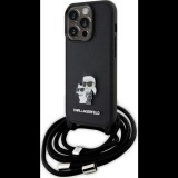 KARL LAGERFELD Saffiano Crossbody hátlaptok Apple iPhone 15 Pro fekete (KF001757)