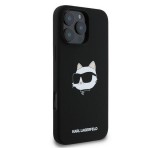 Karl Lagerfeld Silicone Choupette Head Print Apple iPhone 16 Pro Max Magsafe kompatibilis hátlap tok, fekete
