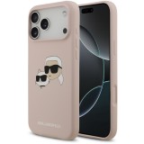 Karl Lagerfeld Silicone Double Heads Print Apple iPhone 17 Pro MagSafe kompatibilis hátlap tok, rózsaszín