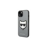 Karl Lagerfeld tok az iPhone 14 Plus 6,7" (KLHCP14MSAPCHG) – ezüst színű PU Saffiano tok Choupette-fejű felvarrással