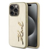 Karl Lagerfeld Wrinkled PU Signature Logo tok iPhone 15 Pro Max készülékhez, arany