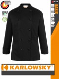 Karlowsky BLACK AGATHA kevertszálas 95C-on mosható hosszúujjú női séf kabát - munkaruha