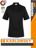 Karlowsky BLACK PAULINE kevertszálas 95C-on mosható rövidujjú női séf kabát - munkaruha