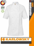 Karlowsky WHITE PAULINE kevertszálas 95C-on mosható rövidujjú női séf kabát - munkaruha