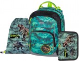 KARTON PP Dinoszaurusz ergonómikus hátizsák, iskolatáska tolltartóval és tornazsákkal, OXY GO Dino, zöld