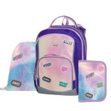 KARTON PP Fashion ergonómikus hátizsák, iskolatáska tolltartóval és tornazsákkal, OXY GO, rózsaszín-lila