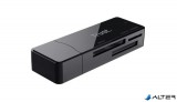 Kártyaolvasó, SD + MicroSD kártyához, USB 3.2 gen1, "TRUST Nanga", fekete